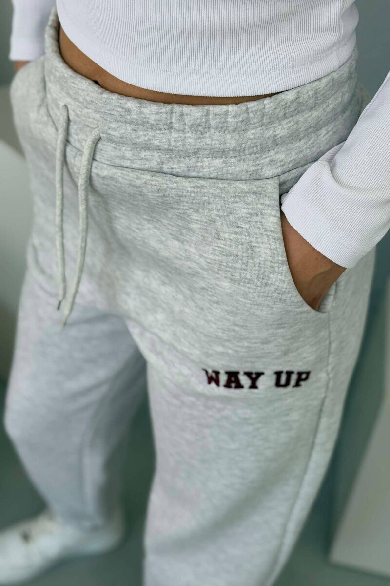 WAY UP WRITTING FLUFFY WOMEN JOGGERS LIGHT GREY/GZ - 4