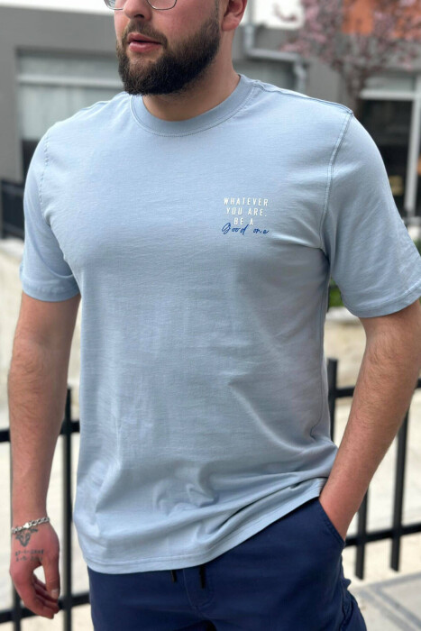 WHATEVER YOU ARE, BE A ROUND NECK MEN T-SHIRT BABY BLUE/BLU BY - 1