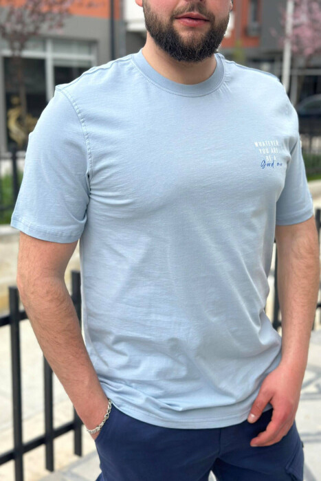 WHATEVER YOU ARE, BE A ROUND NECK MEN T-SHIRT BABY BLUE/BLU BY - 2