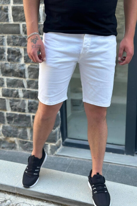 WHITE SHORTS MAN JEANS WHITE-E BARDHE - KLAUDIO FASHION