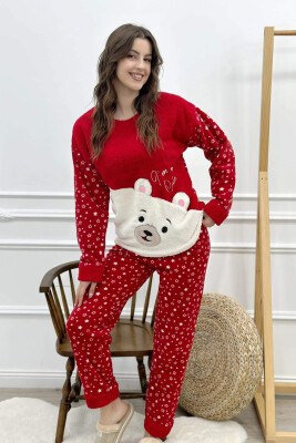 WHITE TEDDY BEAR WOMAN PYJAMAS RED/E KUQE 