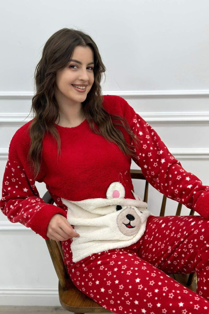 WHITE TEDDY BEAR WOMAN PYJAMAS RED/E KUQE - 2