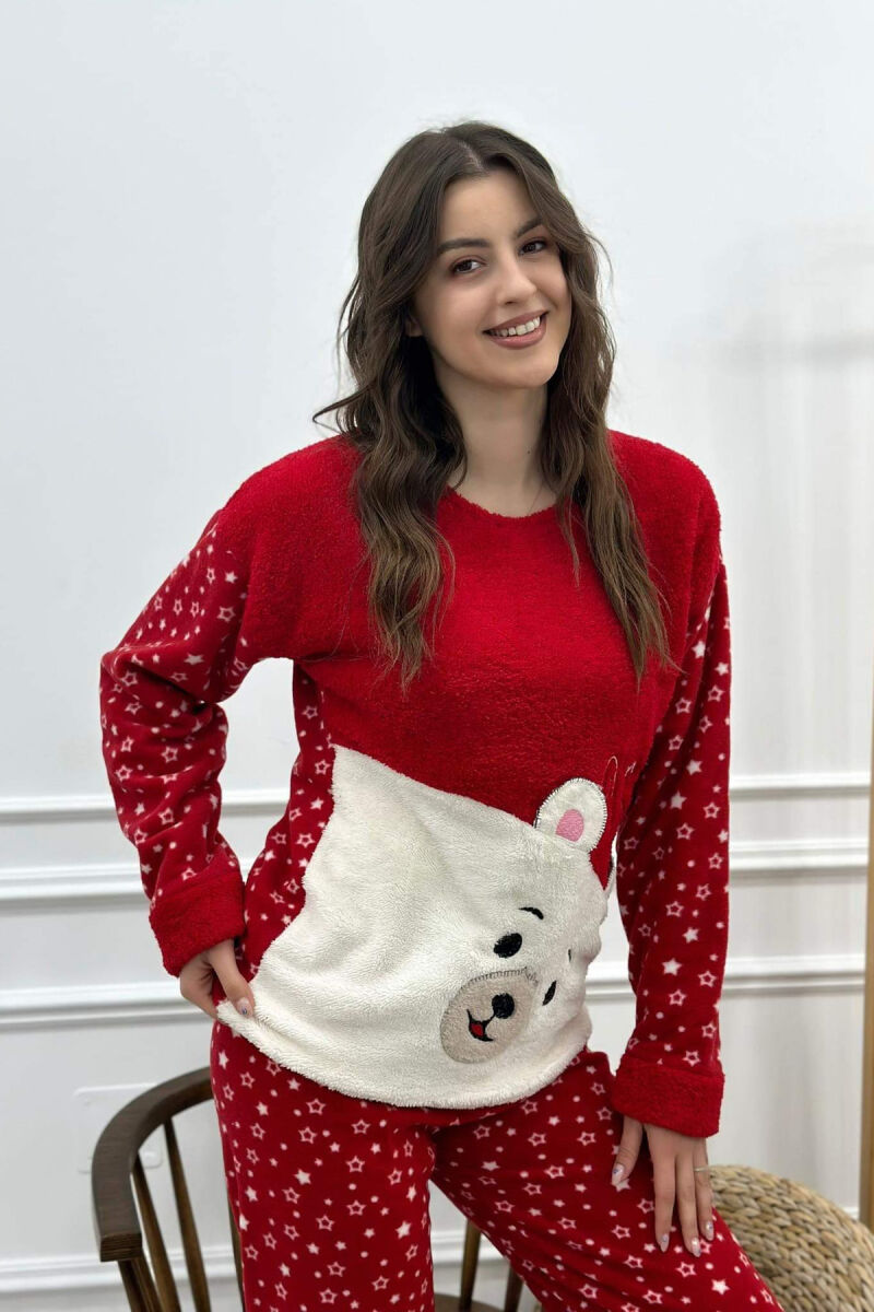 WHITE TEDDY BEAR WOMAN PYJAMAS RED/E KUQE - 3