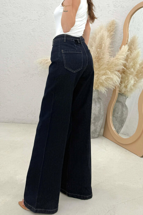 WIDE LEG BELT DETAIL WOMAN JEANS DARK BLUE/BEE - 4
