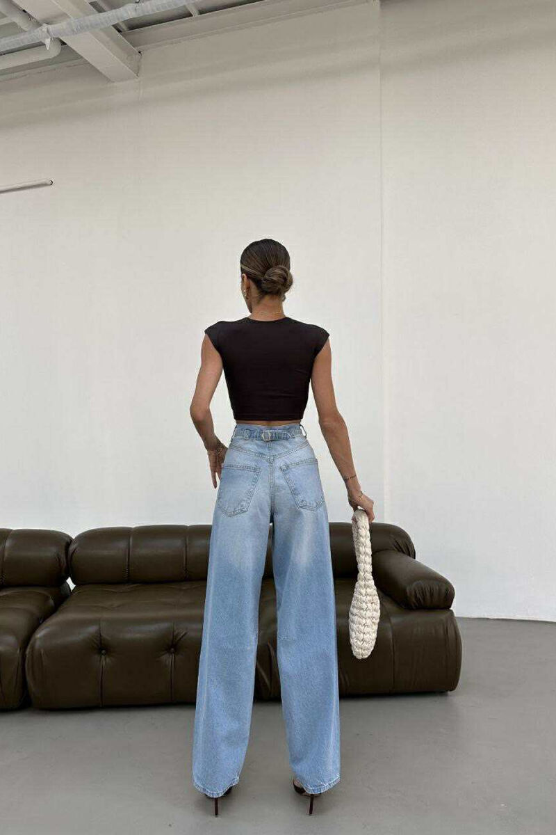 WIDE LEG BELTED WOMEN JEANS BEAUBLUE/BBL - 7