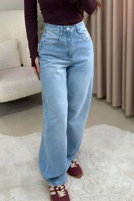 WIDE LEG BELTED WOMEN JEANS BEAUBLUE/BBL - 7