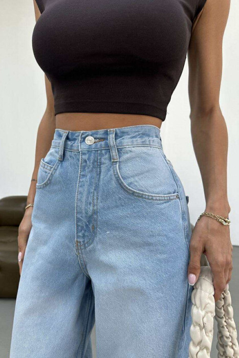 WIDE LEG BELTED WOMEN JEANS BEAUBLUE/BBL - 3