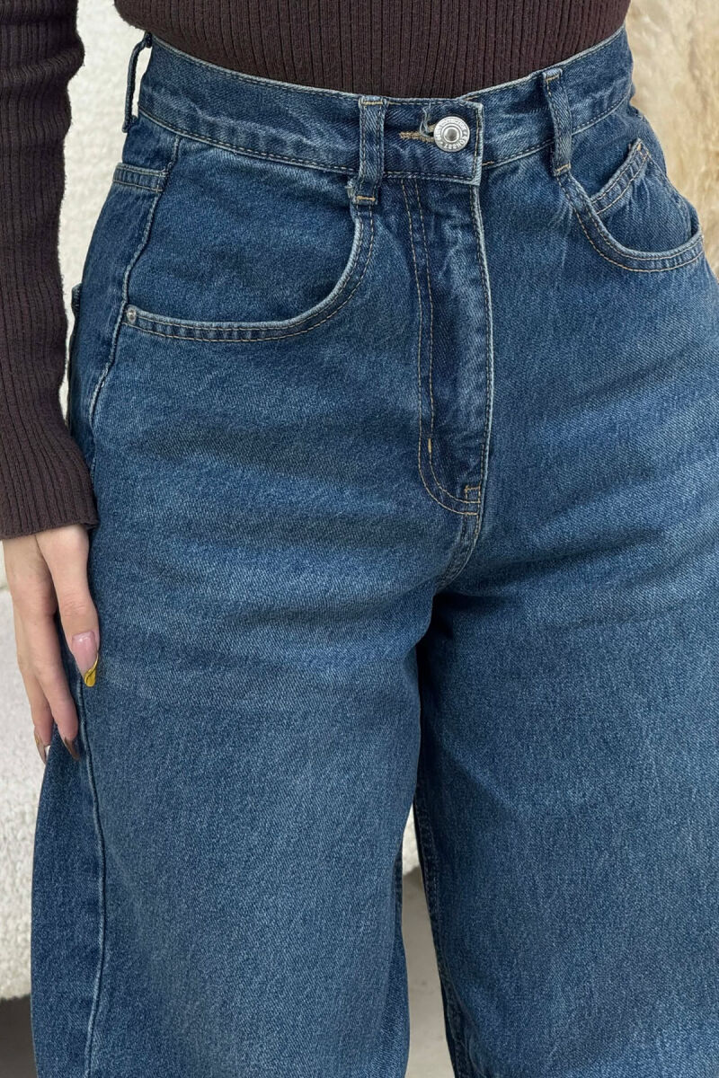 WIDE LEG BELTED WOMEN JEANS BLUE/BLU - 4