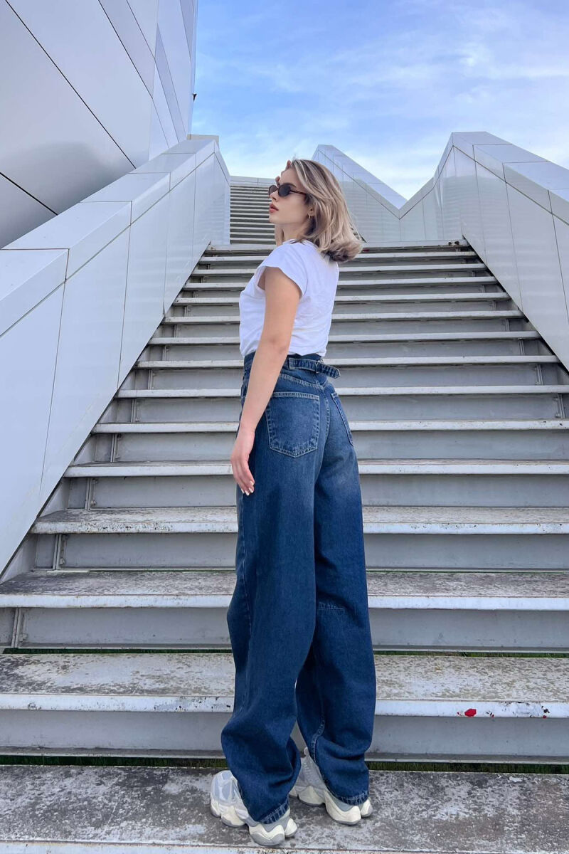 WIDE LEG BELTED WOMEN JEANS BLUE/BLU - 3
