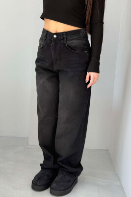 WIDE LEG BELTED WOMEN JEANS DARK GREY/GEE 