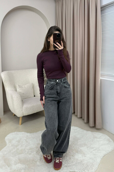 XHINSE TË GJERA ME RRIP PËR FEMRA NË NGJYRE GRI - KLAUDIO FASHION