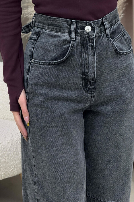 WIDE LEG BELTED WOMEN JEANS GREY/GRI - 4