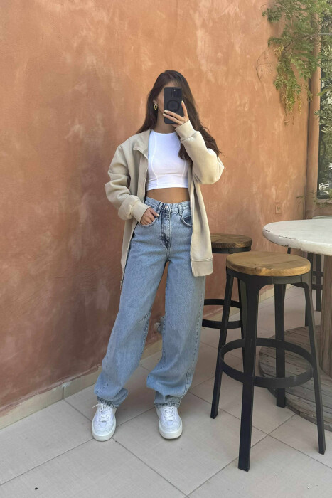 WIDE LEG BELTED WOMEN JEANS LIGHTBLUE/BZ 