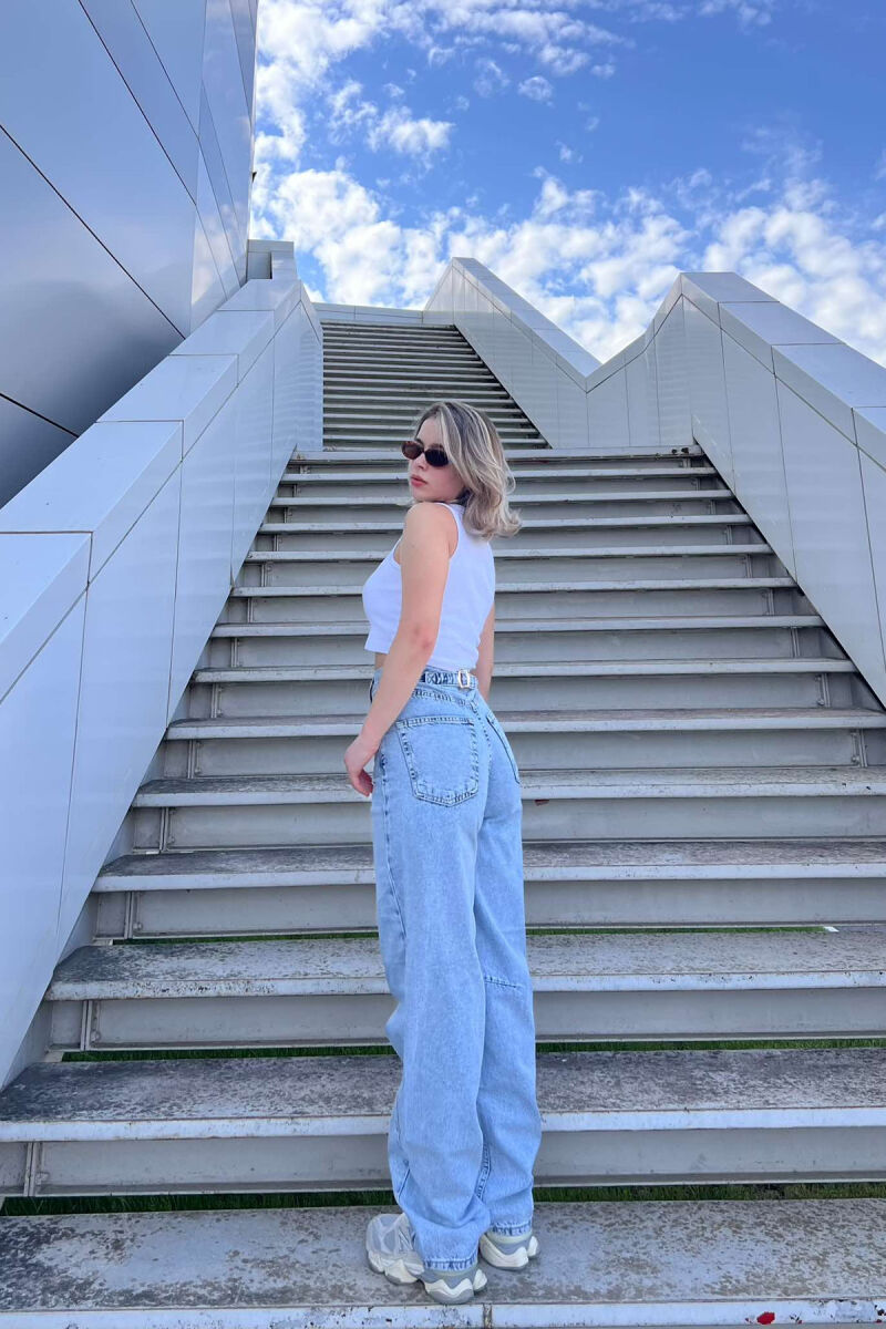 WIDE LEG BELTED WOMEN JEANS LIGHTBLUE/BZ - 2
