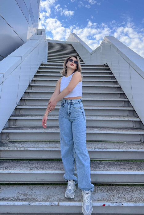 WIDE LEG BELTED WOMEN JEANS LIGHTBLUE/BZ - 3