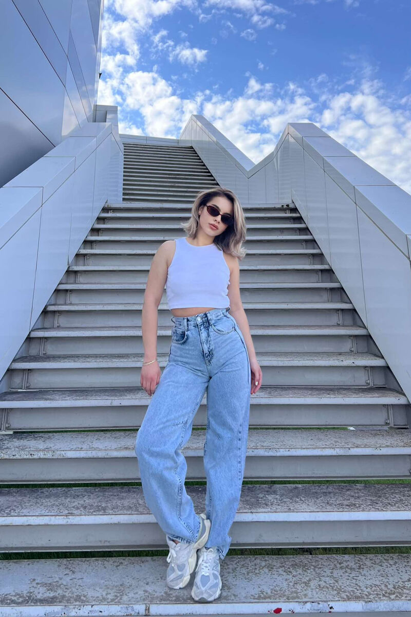 WIDE LEG BELTED WOMEN JEANS LIGHTBLUE/BZ - 4