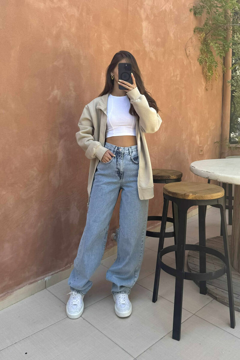 WIDE LEG BELTED WOMEN JEANS LIGHTBLUE/BZ - 1