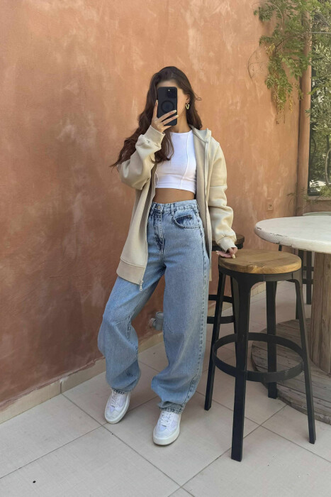 WIDE LEG BELTED WOMEN JEANS LIGHTBLUE/BZ - 2