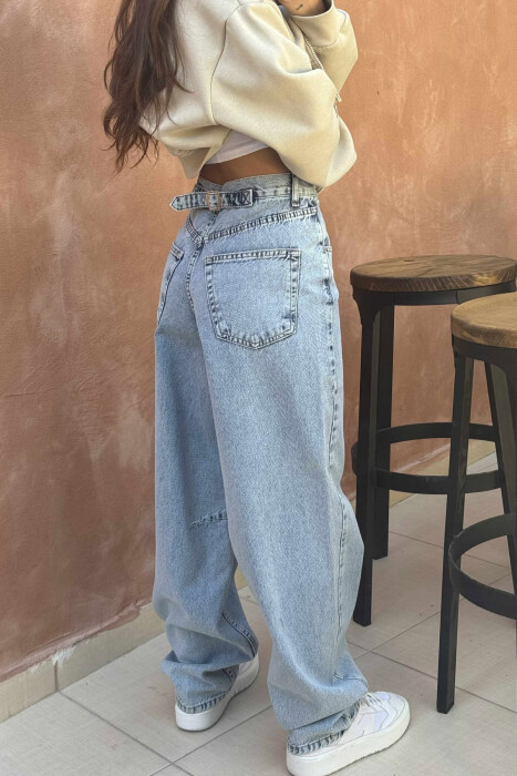 WIDE LEG BELTED WOMEN JEANS LIGHTBLUE/BZ - 4