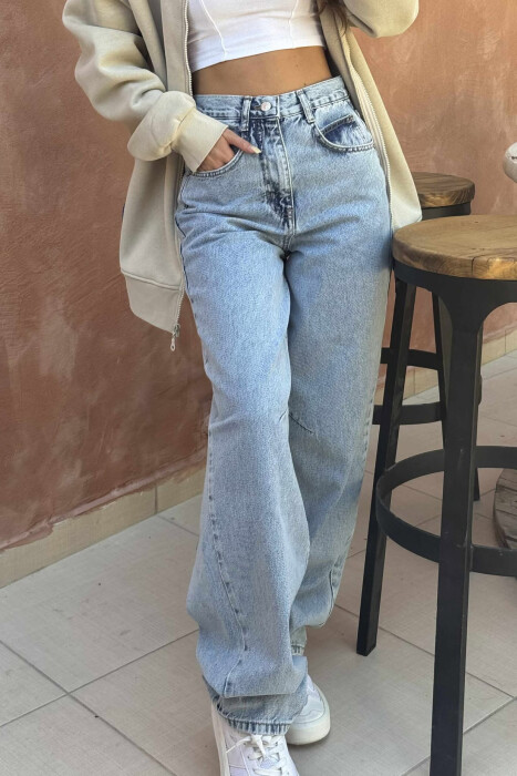 WIDE LEG BELTED WOMEN JEANS LIGHTBLUE/BZ - 5