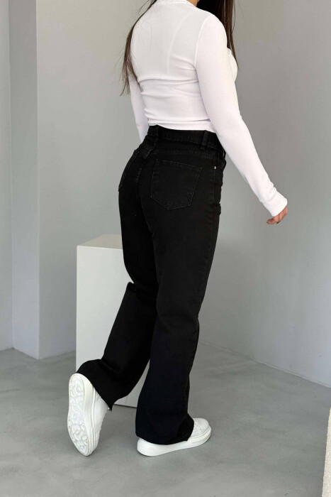 WIDE LEG BUTTONED WOMEN JEANS BLACK/ E ZEZE - 4