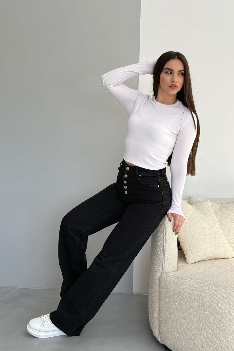 WIDE LEG BUTTONED WOMEN JEANS BLACK/ E ZEZE - 5