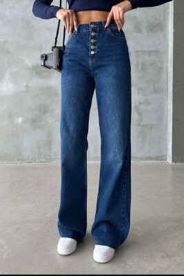 WIDE LEG BUTTONED WOMEN JEANS BLUE/BLU 