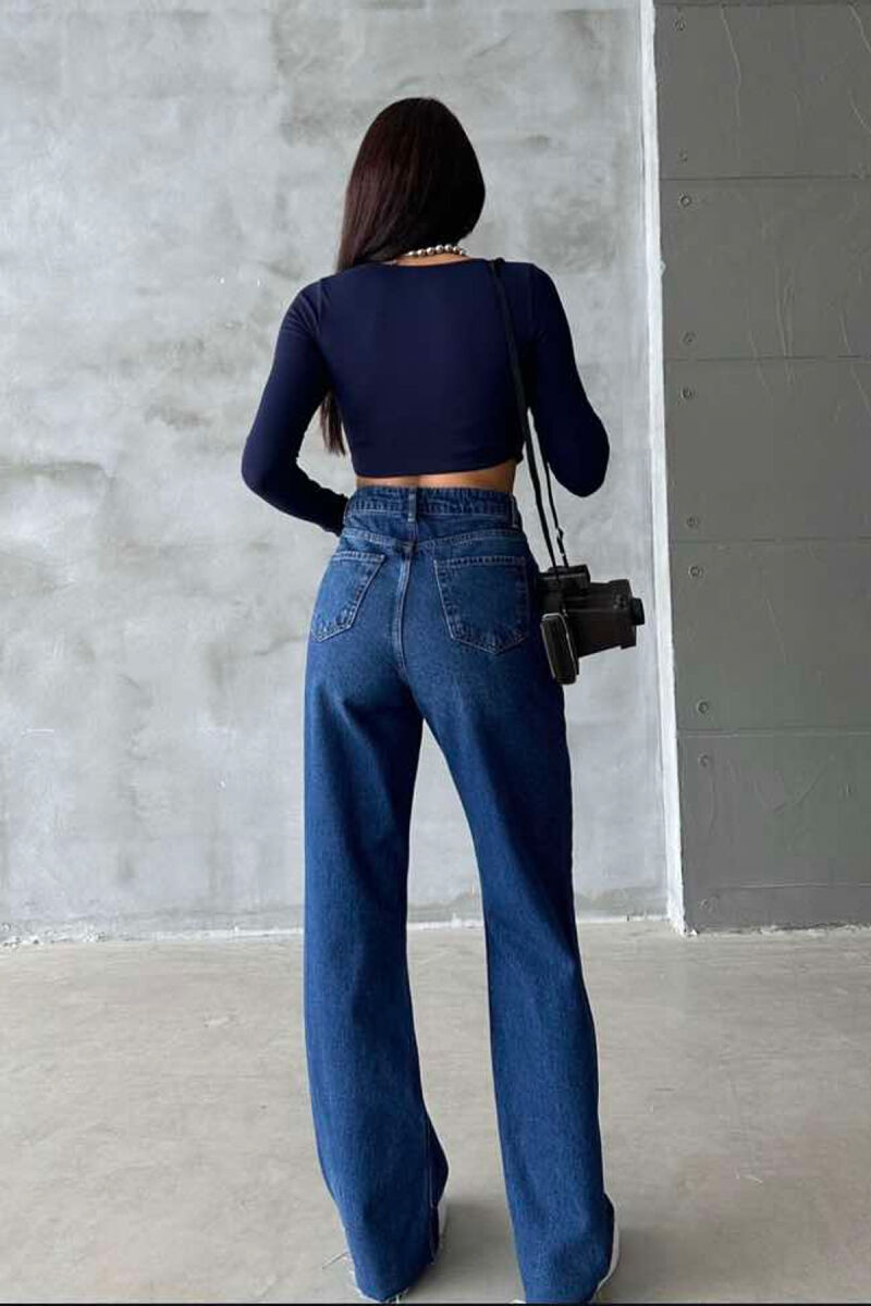 WIDE LEG BUTTONED WOMEN JEANS BLUE/BLU - 4