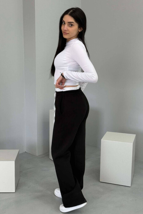 WIDE LEG FLUFFY WOMEN SWEATPANTS BLACK/ E ZEZE - 3