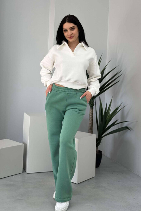 WIDE LEG FLUFFY WOMEN SWEATPANTS MINT/MENTE 