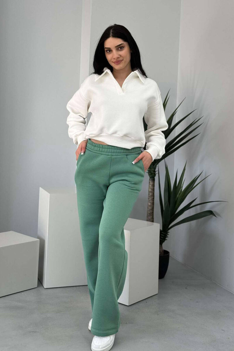 WIDE LEG FLUFFY WOMEN SWEATPANTS MINT/MENTE - 1