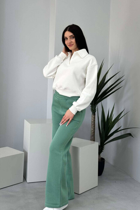 WIDE LEG FLUFFY WOMEN SWEATPANTS MINT/MENTE - 2