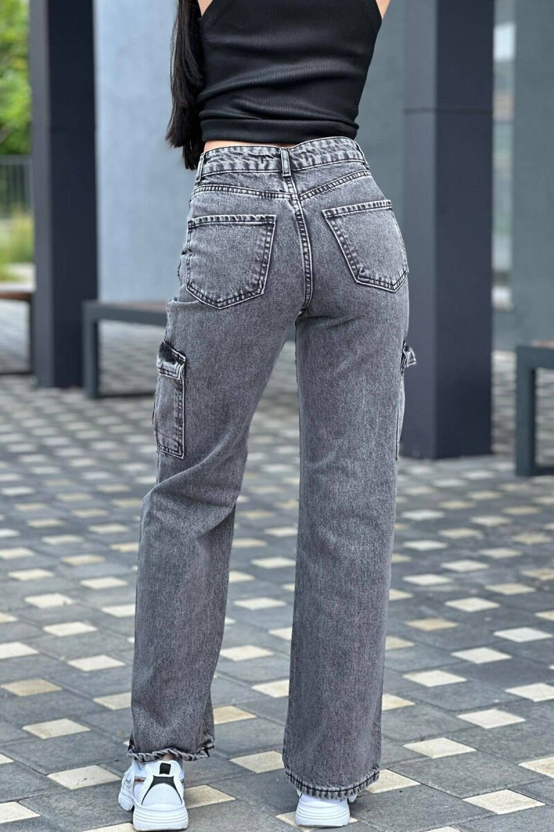 WIDE LEG HIGHT WAIST WOMAN JEANS DARK GREY/GEE - 2