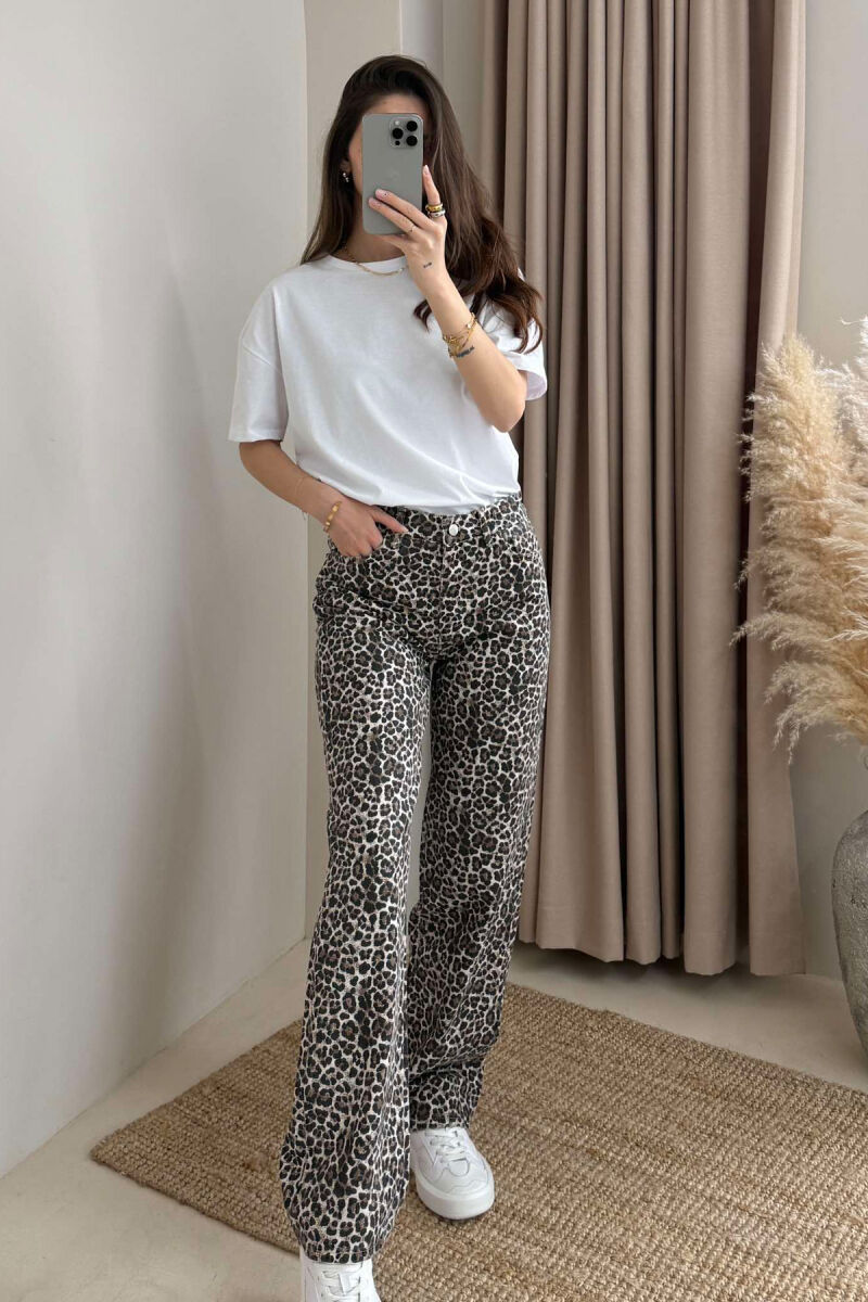 WIDE LEG LEO DESIGN WOMEN TROUSERS BROWN/KAFE - 2
