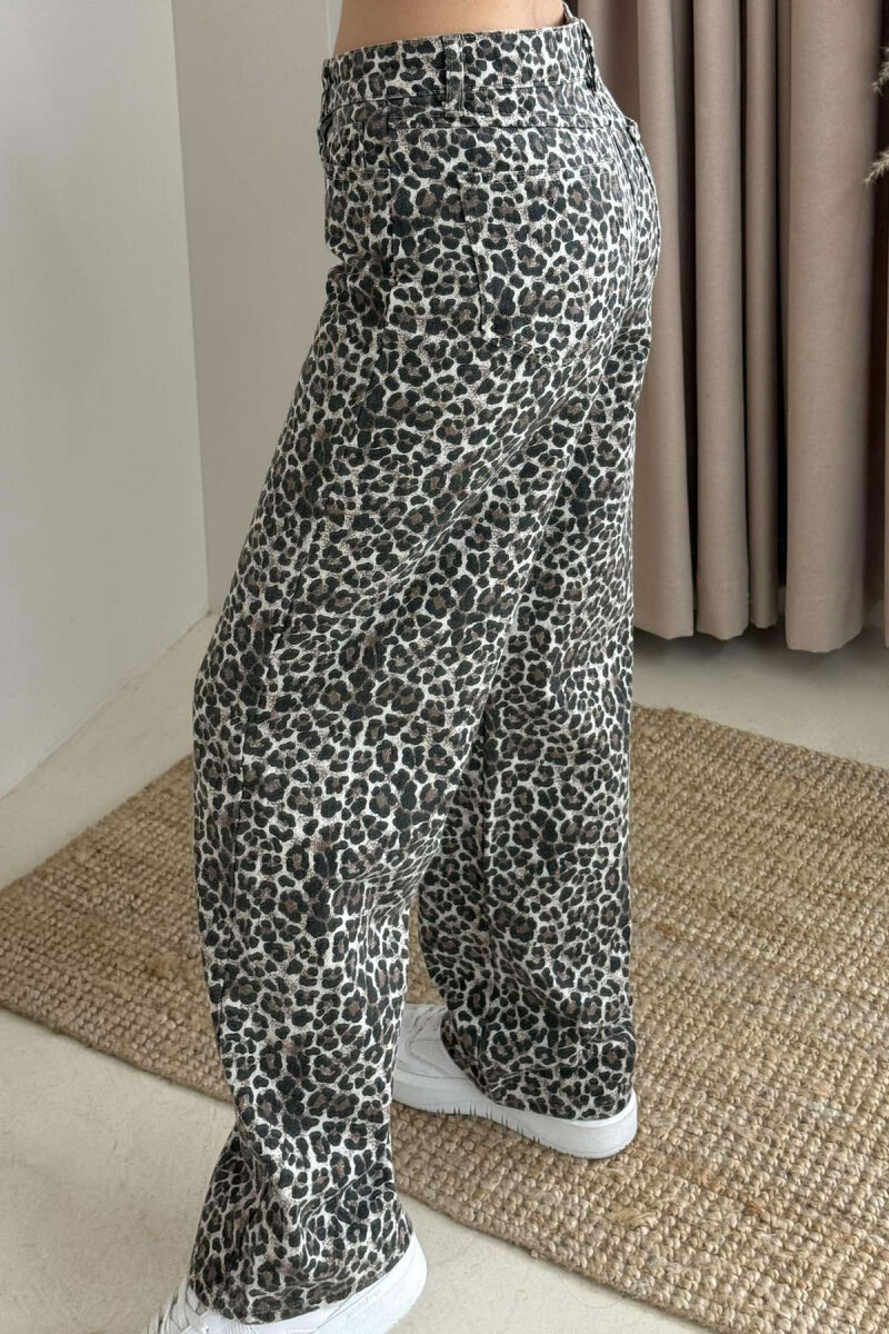 WIDE LEG LEO DESIGN WOMEN TROUSERS BROWN/KAFE - 5