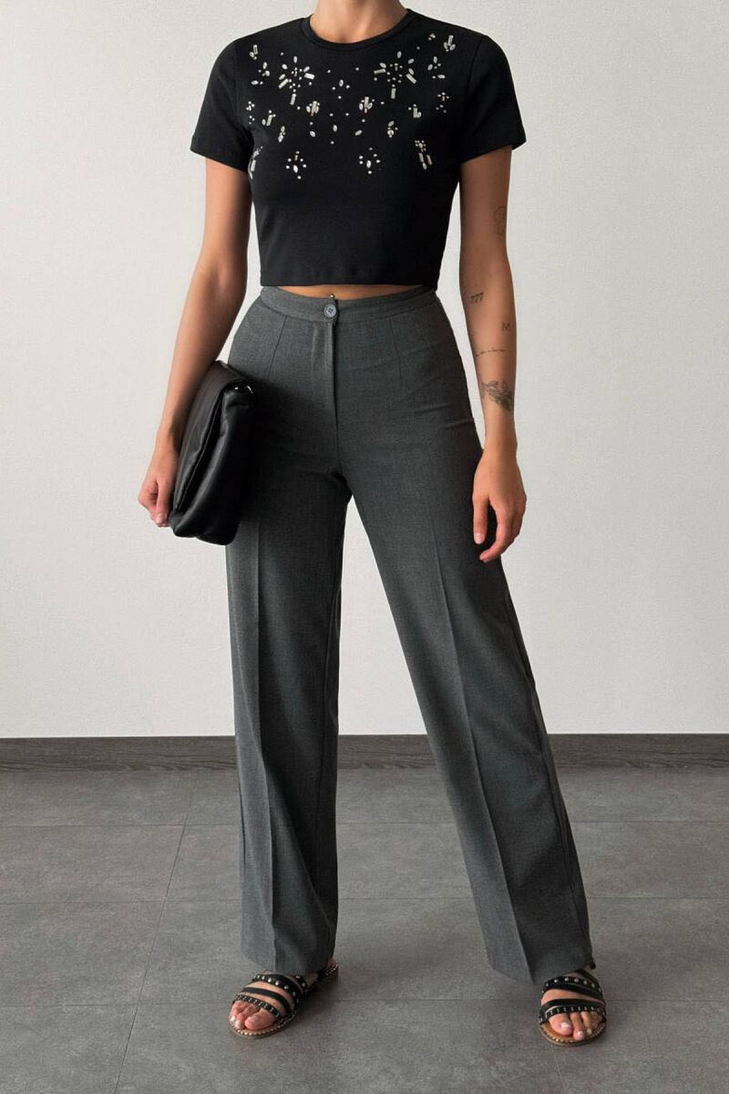 WIDE LEG ONE COLOR DARK GREY/GEE - 2