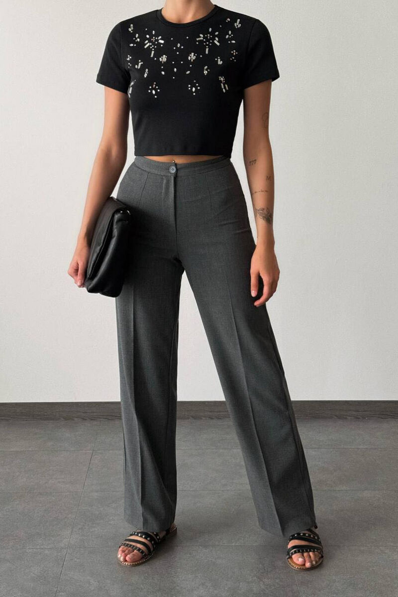 WIDE LEG ONE COLOR DARK GREY/GEE - 3