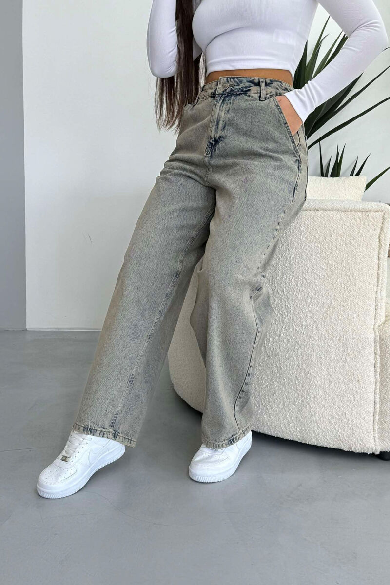 WIDE LEG ONE COLOR SIMPLE WOMAN JEANS GREY/GRI - 1