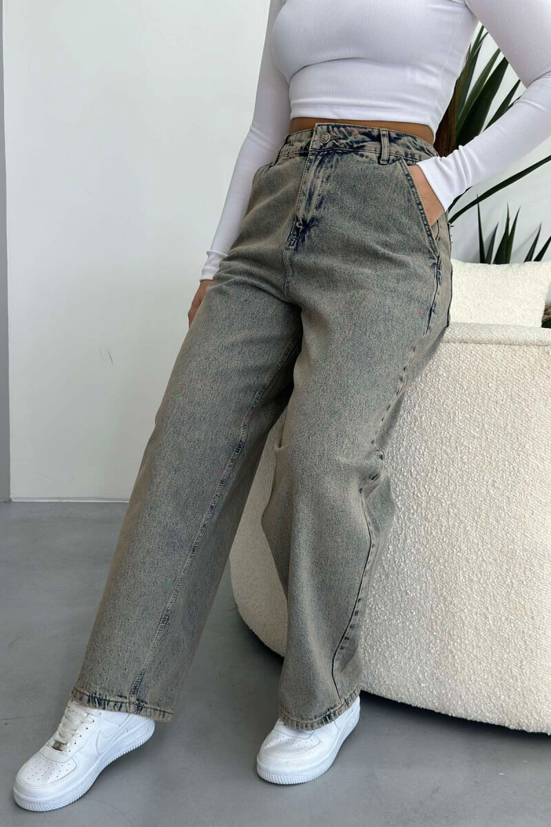 WIDE LEG ONE COLOR SIMPLE WOMAN JEANS GREY/GRI - 2