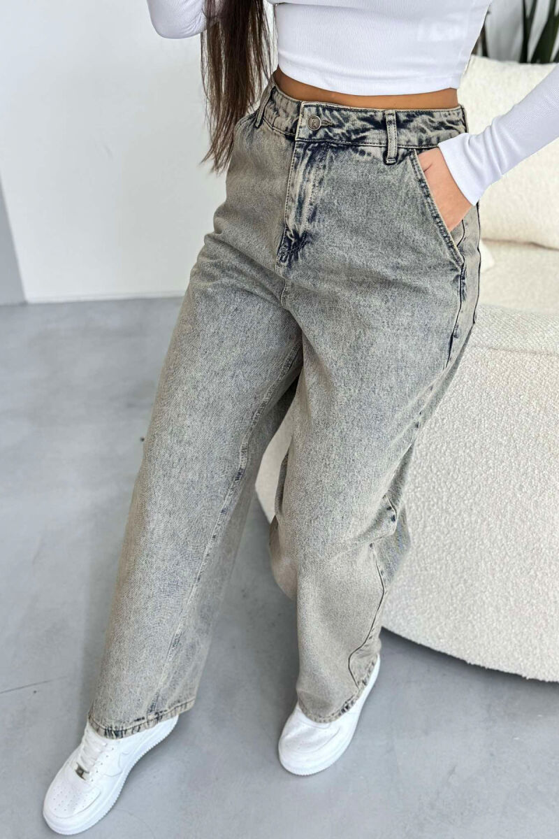 WIDE LEG ONE COLOR SIMPLE WOMAN JEANS GREY/GRI - 6