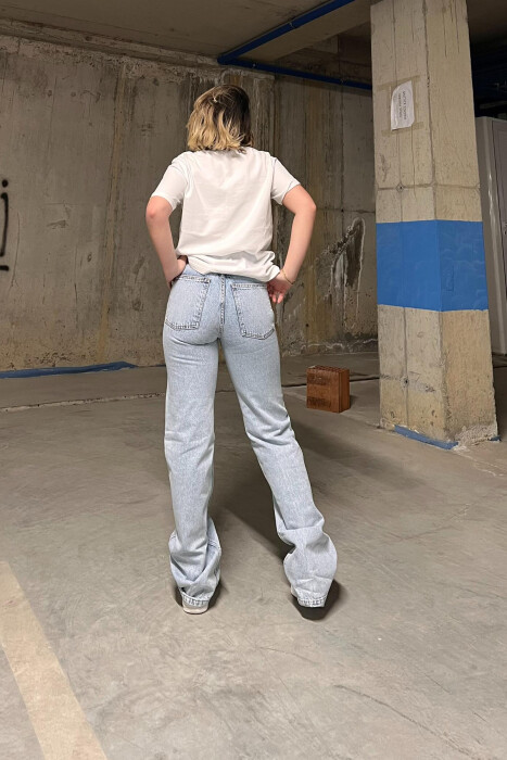 WIDE LEG ONE COLOR SIMPLE WOMEN JEANS LIGHTBLUE/BZ - 4