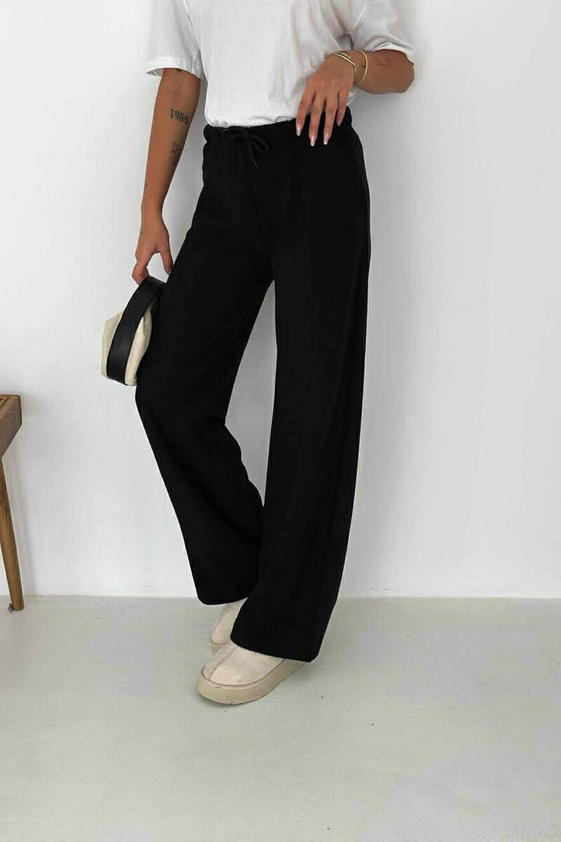 WIDE LEG ONE COLOR SIMPLE WOMEN SWEATPANTS BLACK/ E ZEZE - 3