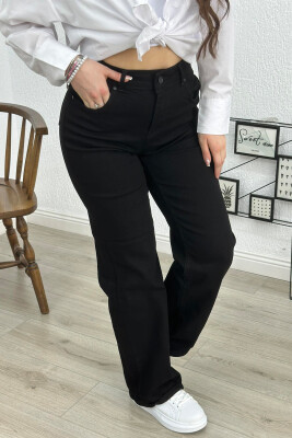 WIDE LEG ONE COLOR WOMAN JEANS BLACK/ E ZEZE 