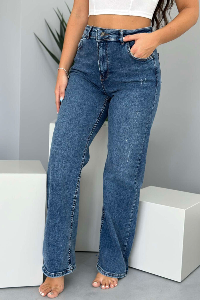 WIDE LEG ONE COLOR WOMAN JEANS BLUE/BLU - 1