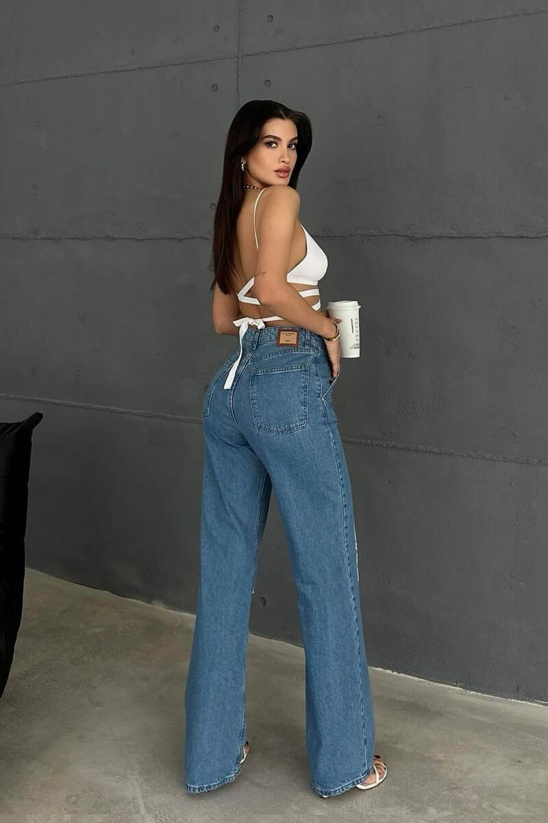 WIDE LEG ONE COLOR WOMAN JEANS BLUE/BLU JEANS KLAUDIO FASHION EL-2036