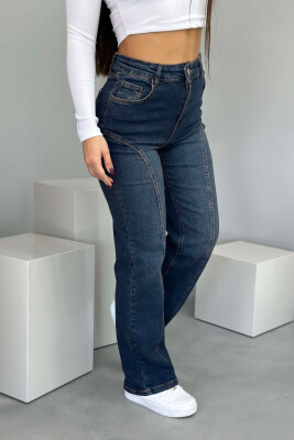 WIDE LEG ONE COLOR WOMAN JEANS DARK BLUE/BEE 