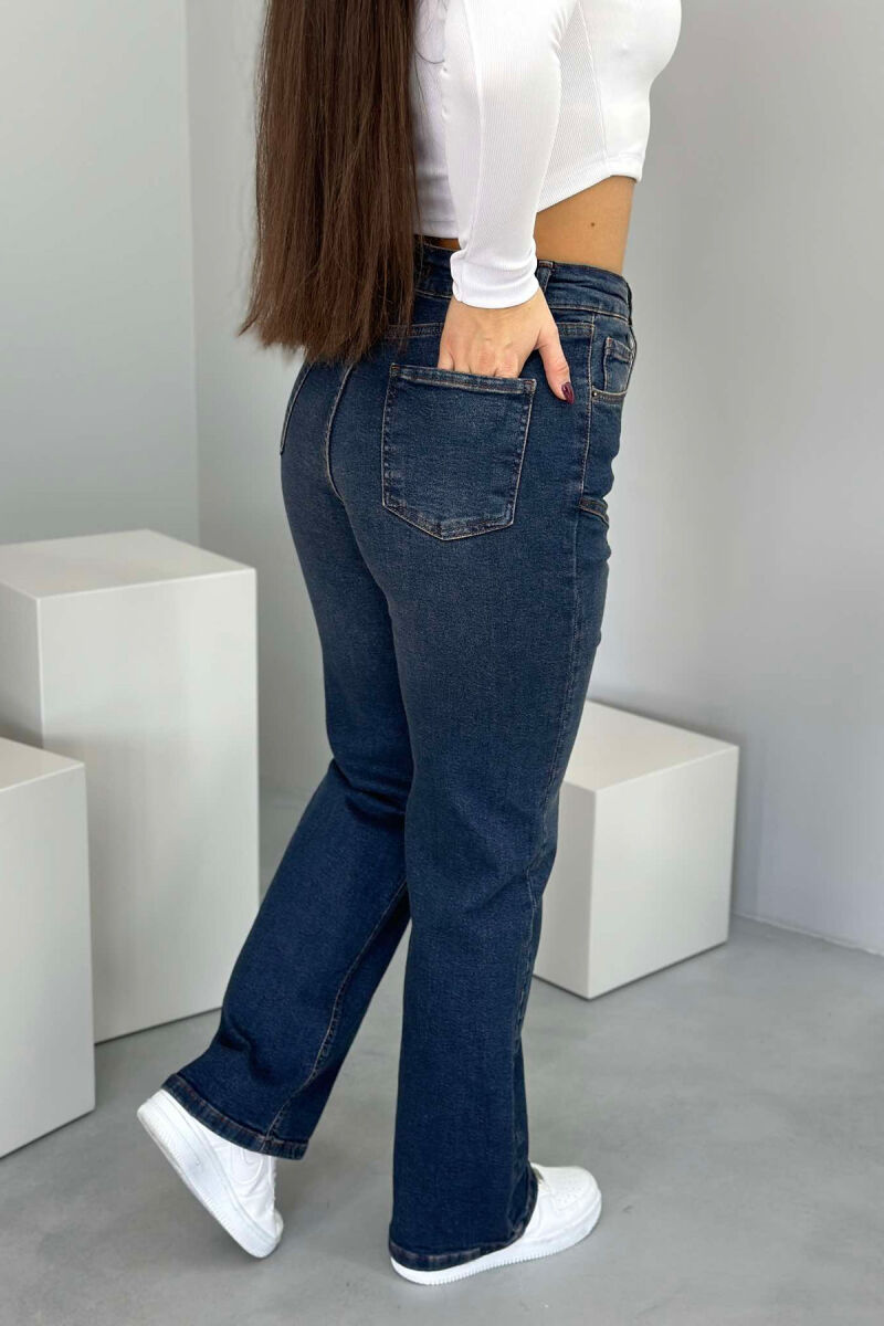 WIDE LEG ONE COLOR WOMAN JEANS DARK BLUE/BEE - 3