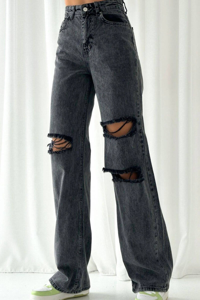 WIDE LEG ONE COLOR WOMAN JEANS DARK GREY/GEE - 2