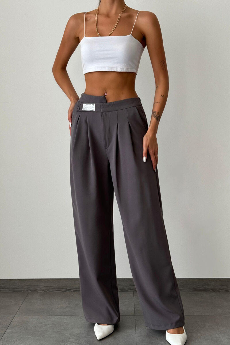 WIDE LEG ONE COLOR WOMAN TROUSERS DARK GREY/GEE - 1