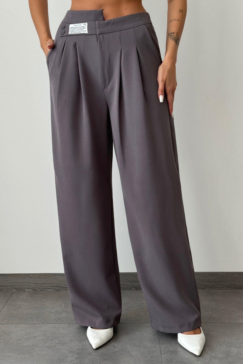 WIDE LEG ONE COLOR WOMAN TROUSERS DARK GREY/GEE - 4
